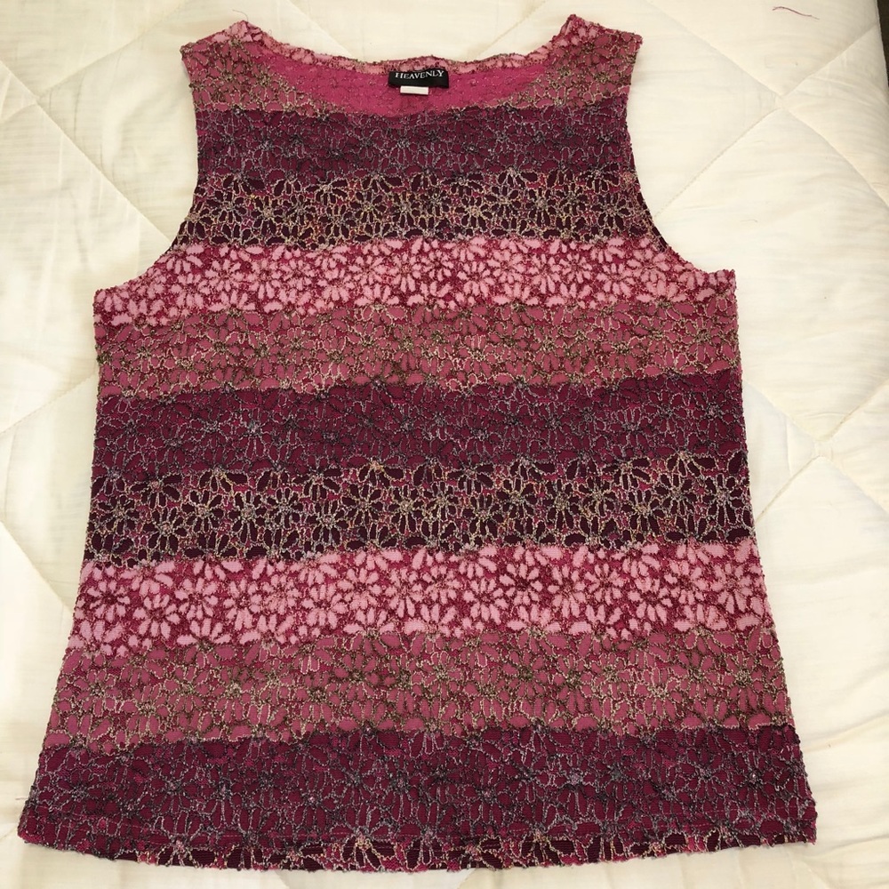 Pink striped shell tank top